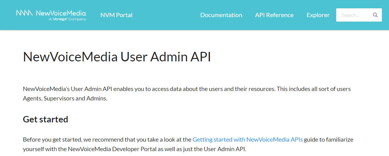 User Admin API