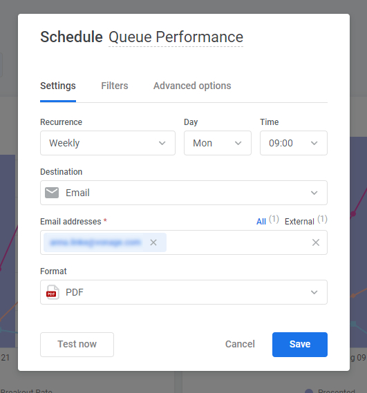 Scheduling delivery settings
