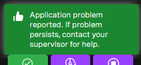Application problem reported